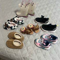 6 Pair Of Size 5c Girl Shoes Rain Boots And Sandals Make An Offer