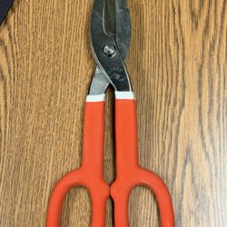 Husky Heavy Duty 10.5" Tin Snips Shears Cutters Scissors Red Handle GUC
