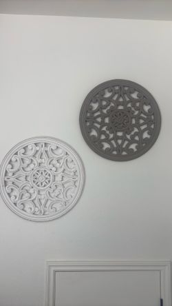 White and Gray Mandala Style Wall Decor