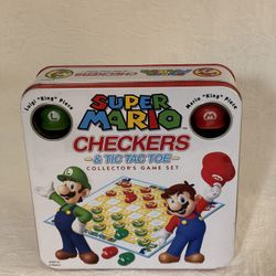 2011 Super Mario Checkers & Tic Tac Toe Collector's Tin Game Set Nintendo Luigi