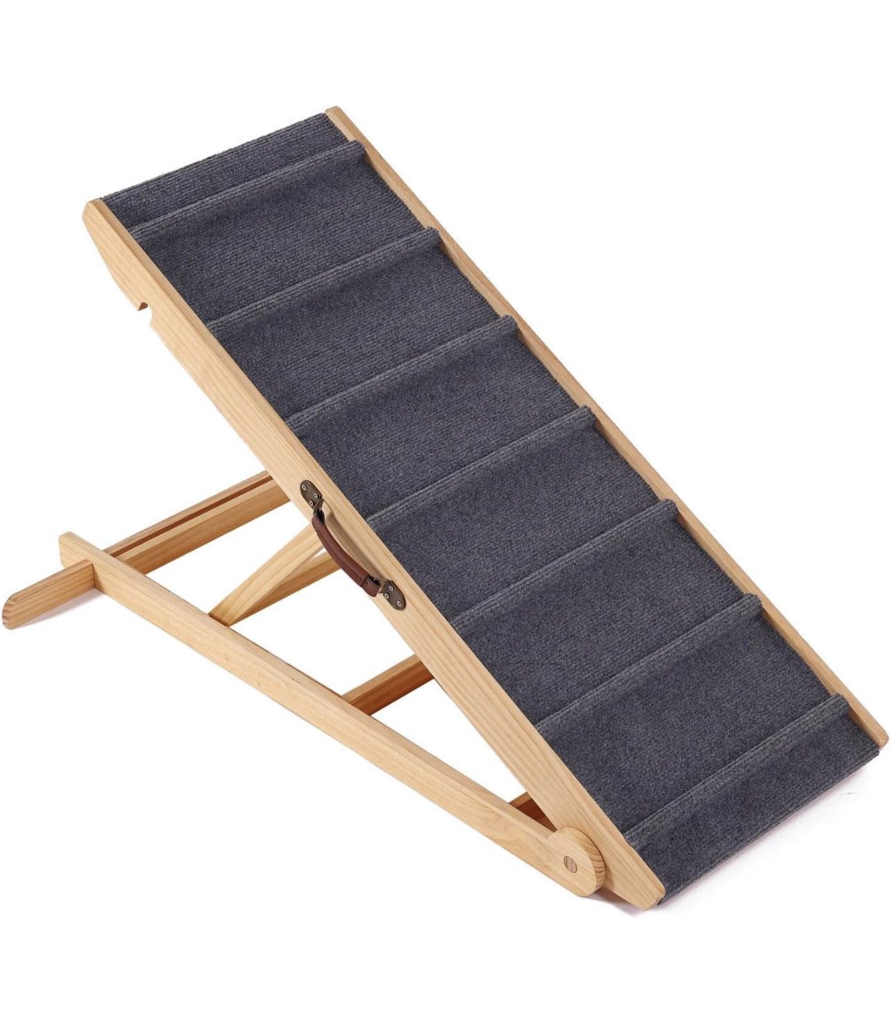 NEW PINE WOOD DOG PET RAMP Portable Steps & 6 Adjustable Incline Settings For High Beds SUV Small To Large Dogs 450 Lbs🔥
