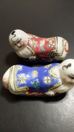 Vintage Antique Chopstick Rests Hand painted Porcelain MINT