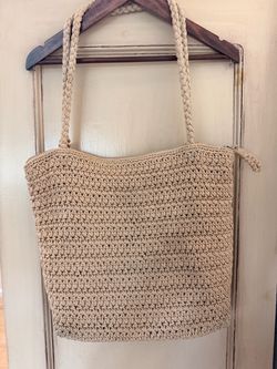 Sak Beige Crochet Tote Bag with Braided Handles