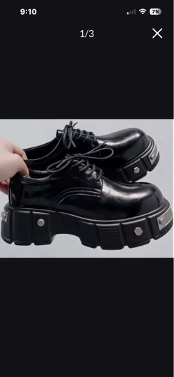 New Head Round Toe Leather Shoes  Black 9.5