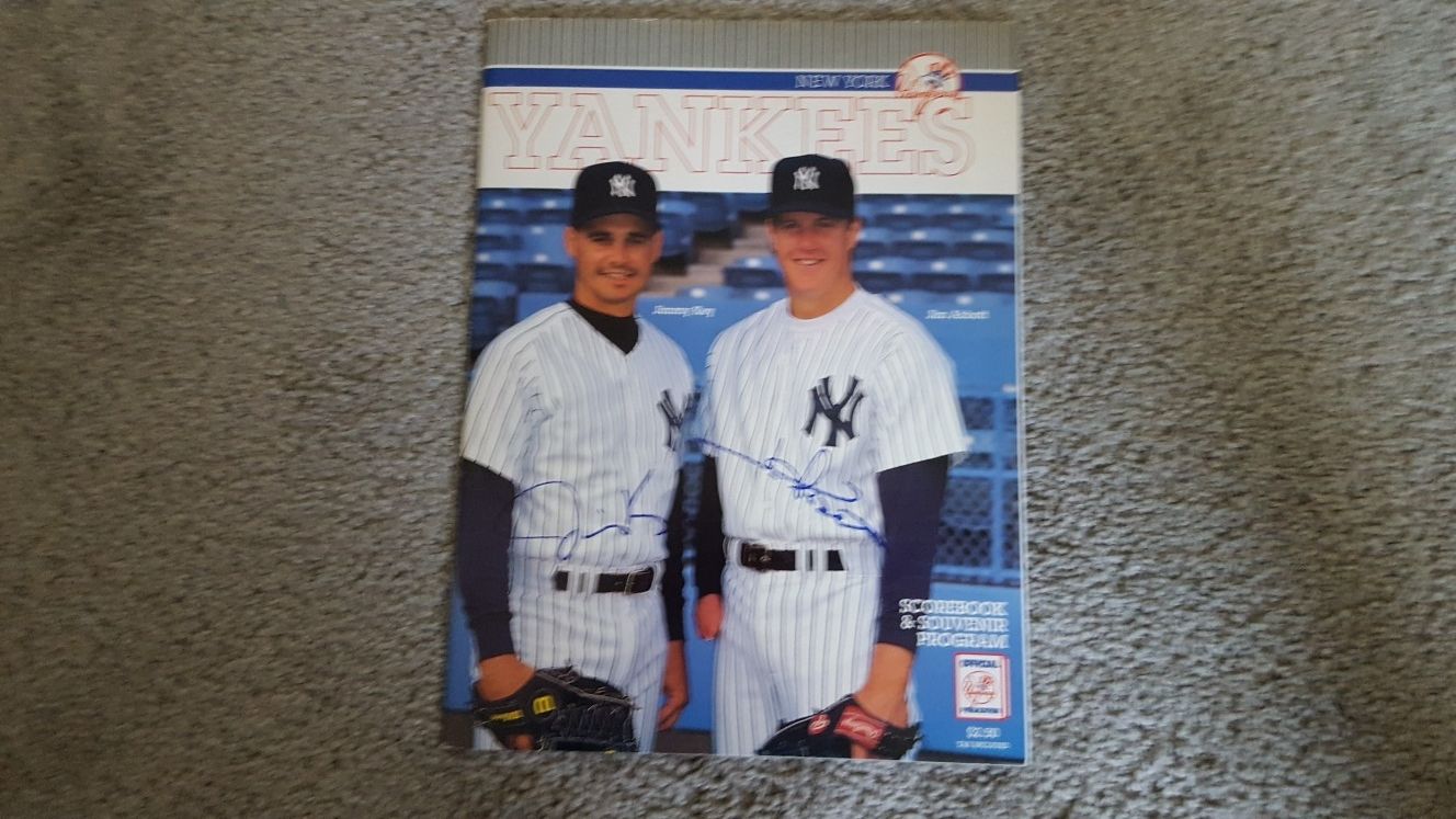 Signed NEW YORK YANKEES JIMMY KEY AND JIM ABBOTT PROGRAM JUNE 1993 autographed great shape