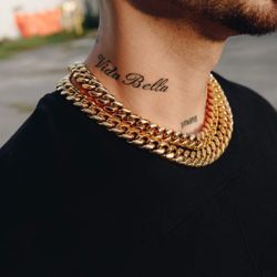 Cuban Chains 14MM x 20 Inches 14k Gold Plated Doesn't Loses Color