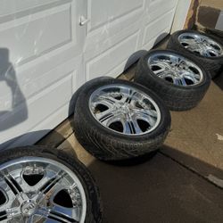 22in Rims And Tires All Four Caps Tires Good 