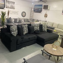 Black Oversized Comfortable Sectional ‼️take It Home With $39 Easy Approval ‼️