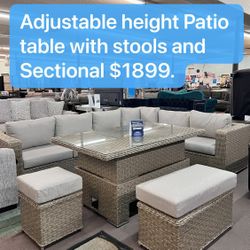 ⚡️Flash Deal⚡️Brand New Outdoor Patio Sectional With Adjustable Height Patio table and Stools $1899, Finance Available 