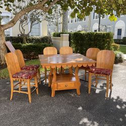 Dining Table Pub Height & 6 Chairs