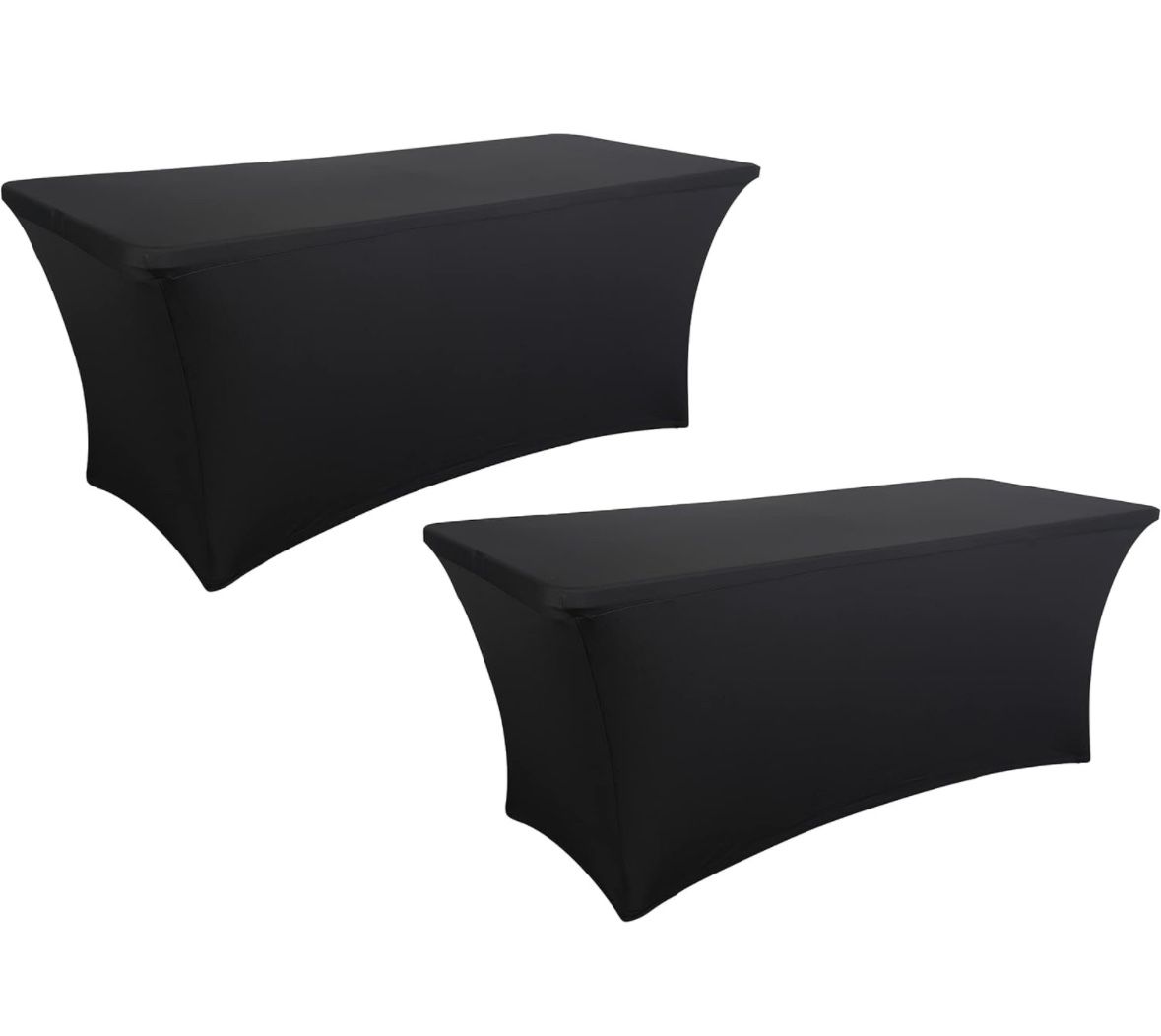 2 Pack 6Ft Table Cloth Fitted for Rectangular Foldable Tables 6 Foot Spandex Table Cover, Black