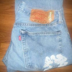 Denim tear cotton wreath jeans