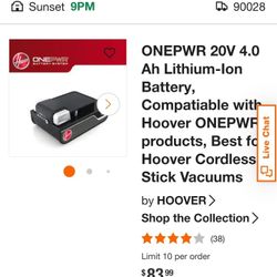 HOOVER ONEPWR 20V 4.0 Ah Lithium-Ion Battery