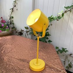 Vintage Yellow Mid Century Metal Spotlight Desk Lamp