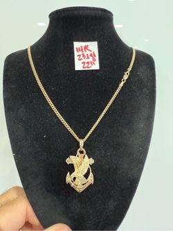 14K Solid Gold Chain and Pendant For Wedding 23.1Gr 22 Inches Long