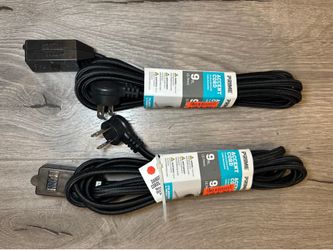 Prime Accent Cord 9 ft Indoor Extension Cord – Black Braided Decorative Cord (Lot of 2)
