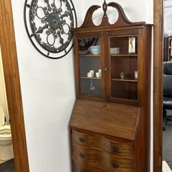 Solid Wood Secretary Desk with Bookcase Hutch