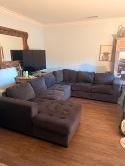 Sectional Couch with Pullout + Storage