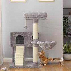 Cat Tree 36 Inches Cat Tower with Hammock, Sisal Scratching Post for Indoor Kittens, Smal