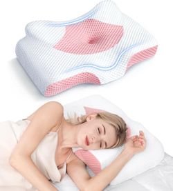 Osteo Cervical Pillow for Neck Pain Relief, Hollow Design Odorless Memory Foam Pillows with Cooling Case, Adjustable Orthopedic Bed Pillow for Sleepin