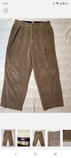 Vintage Tommy Hilfiger Men's Tan Brown Corduroy Pleated Pants