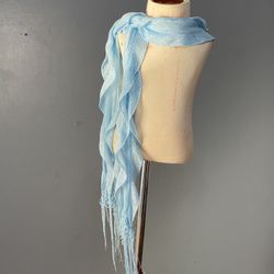 Elegant Long Light Blue Scarf