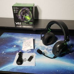 New WG2 Wireless Gaming Headset W/ Microphone for PS5, PS4, PC, Switch, Mac, 7.1 Crystal-Stereo Bluetooth Headphones, PS5 Headset Wireless 2.4GHz W/ L