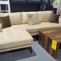 NEW SECTIONAL BEIGE VELVET 115x60