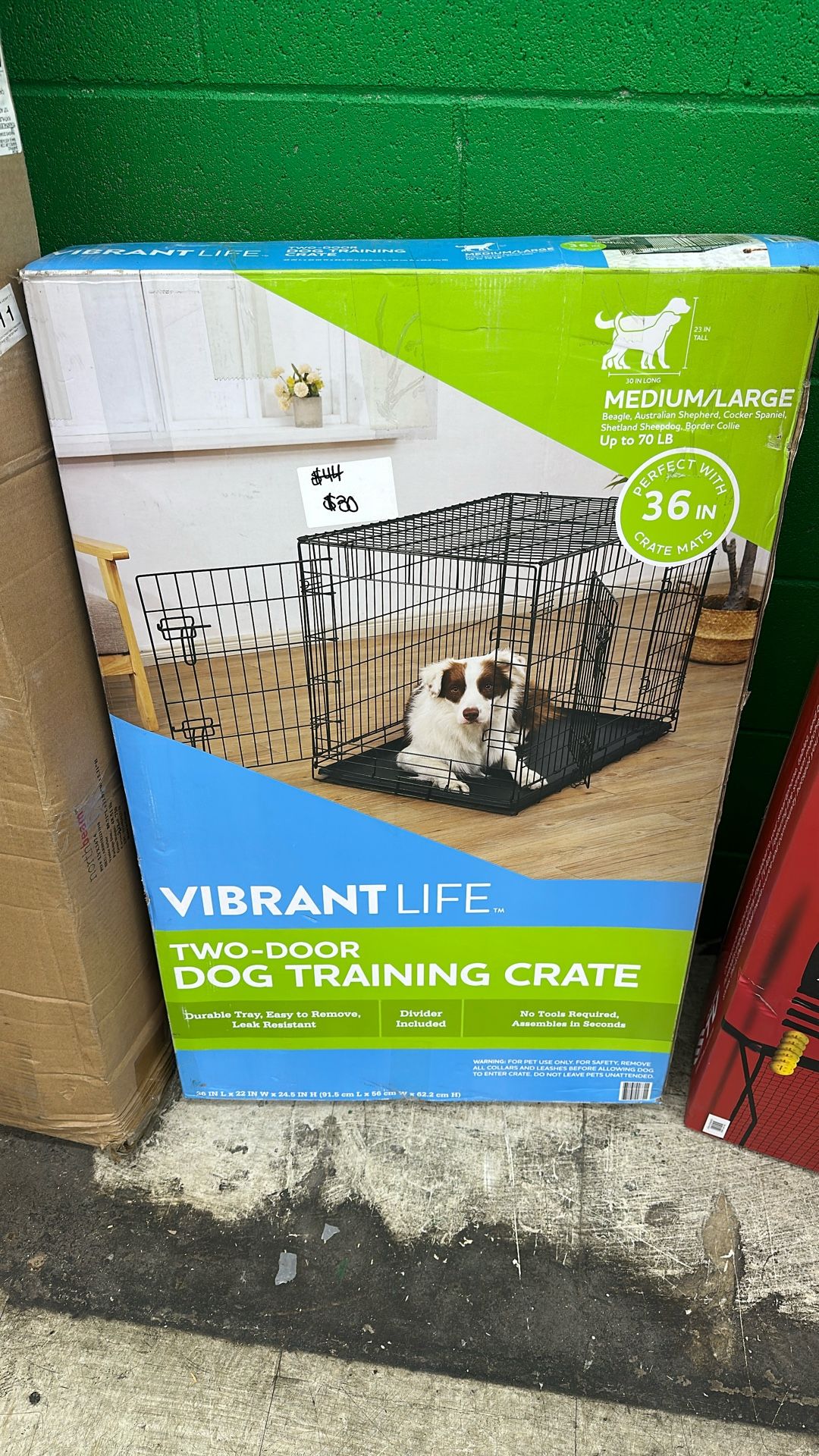Two door dog training, crate