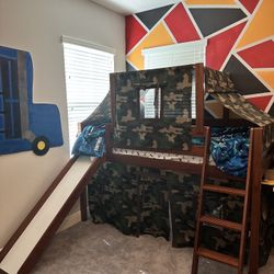 Camo Loft Twin Size Bed With Slide