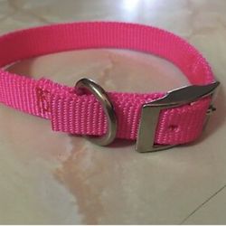 Hot Pink Nylon Dog Collar 