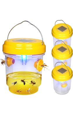 Wasp Trap Outdoor Hanging 4 Packs, Bee Trap Solar Powered