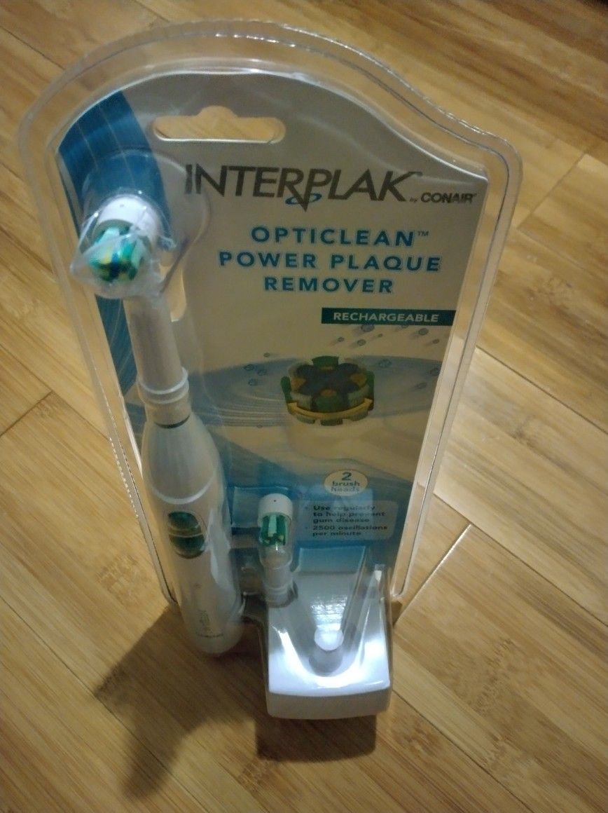 Conair Interplak Electric Toothbrush 2 Brush Heads Rechargeable Wireless Dental Oral Care