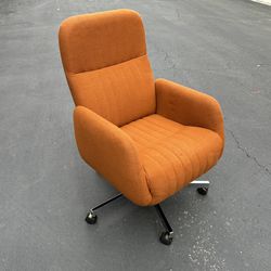 orange chair swivel office desk mcm mid century modern chrome wheels vintage