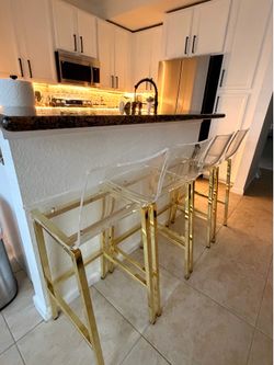Acrylic and Gold Counter Chairs (Moving Sale )