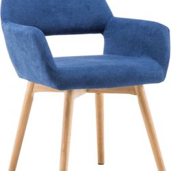 Desk Chair No Wheels Vanity Chair Comfy Accent Chairs for Living Dining Room Bedroom Home Office Mid Century Modern Upholstered Armchair with Wood Leg