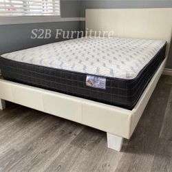 Full White Platform Bed With Ortho Mattress Included!!