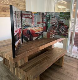 Motorcycle/Mustang/Corvette car vehicle retro art themed high-quality and heavy canvas prints (27” x 27” x 2”) from ZGallerie.  Price for all.