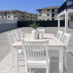 Solid Wood Dining Table + 6 Chairs | Fully Refinished | Coastal Farmhouse FREE DELIVERY