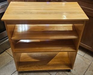 Solid wood rolling cart table