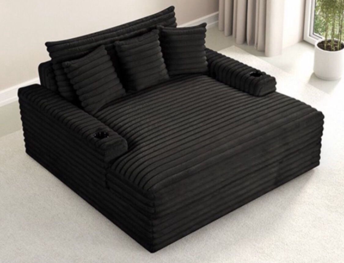 New Black Or White Corduroy Oversized Chaise Lounge Chair