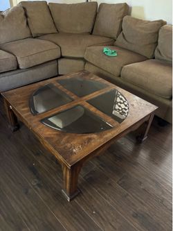 Wood and glass coffee table