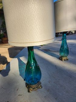 VINTAGE MID-CENTURY  MODERN  HEAVY GLASS LAMPS