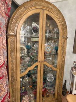 Arched Wood and Glass Display Cabinet