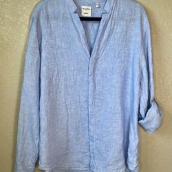 Murano Baird McNutt 100% Linen Shirt Mandarin Collar Size Large