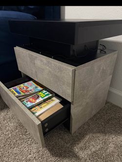 LED Nightstands Set of 2, Modern Black Night Stand End Tables with APP & Remote Control LED Lighting