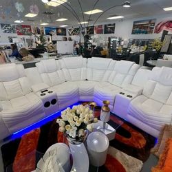 White Recliner Sectional. Ask For The Price. Not Free