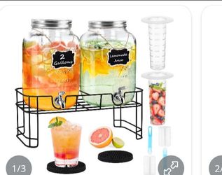 2-gallon glass beverage dispensers.