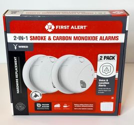 First Alert 2-Pack Wired Smoke & Carbon Monoxide Alarm Voice Alerts | New, Sealed