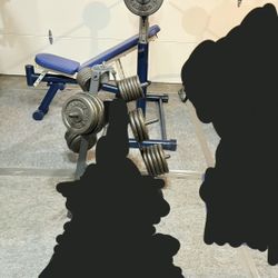 1 Inch Adjustable Bench Press, Barbells, Dumbbells And Plates